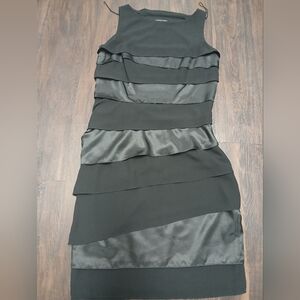 Adrianna Papell Black Satin Asymmetrical Dress